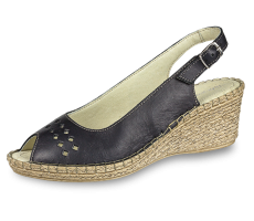 Women's sandals with wedge-shaped heels and perforation