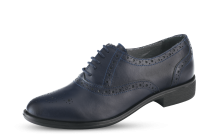 Ladies shoes with perforation in dark blue color