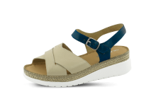 Ladies' sandals in beige and blue colour