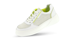 Ladies' sports shoes in white and electric green