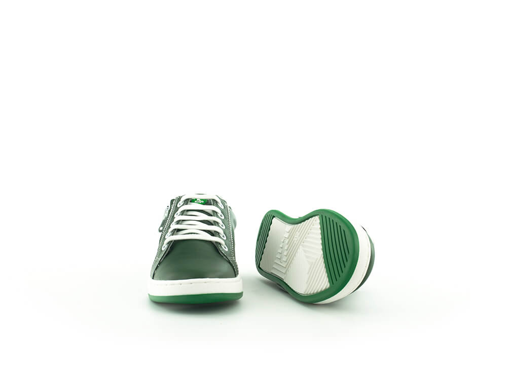 Kids' sneakers with laces and a zipper in green color 360° placeholder image