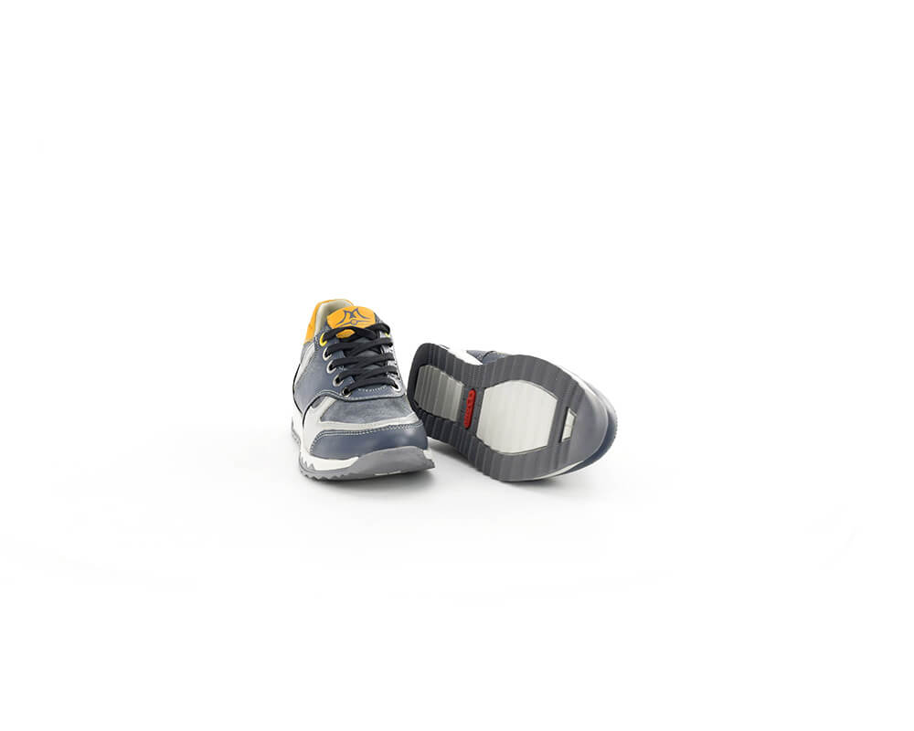 Kids' sneakers in grey and yellow colour 360° Image