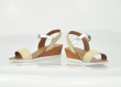 Ladies' sandals in beige and silver Thumb