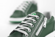 Kids' sneakers with laces and a zipper in green color Thumb