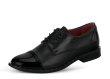 Дамски елегантни обувки в черна напа и черен лак Thumb 360 °