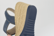 Дамски сандали в тъмносин цвят с клиновиден ток Thumb