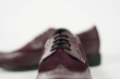 Ladies' shoes from nappa and suede in burgundy color Thumb