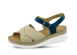 Ladies' sandals in beige and blue colour Thumb 360 °