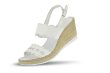 Ladies' white sandals with wedge heel sole Thumb 360 °