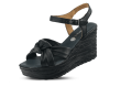 Black ladies' sandals with a wedge-shaped heel Thumb