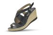 Дамски сандали в черен цвят с клиновиден ток Thumb 360 °