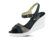 Черни дамски сандали с клиновиден ток в бяло Thumb