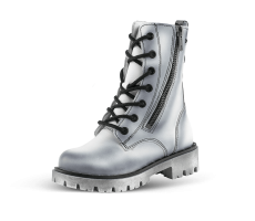 White children's boots with zips and shoelaces