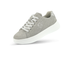 Ladies' sports shoes from light gray suede leather