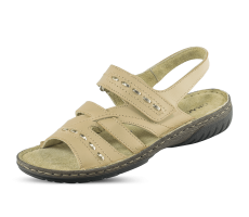 Ladies' flat sandals with elastic and velcro
