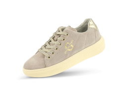 Ladies' sports shoes in taupe coloured suede leather