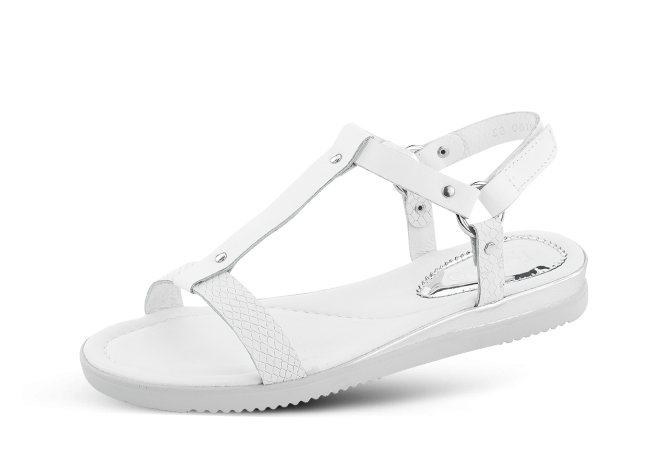 Ladies' sandals in white shagreen