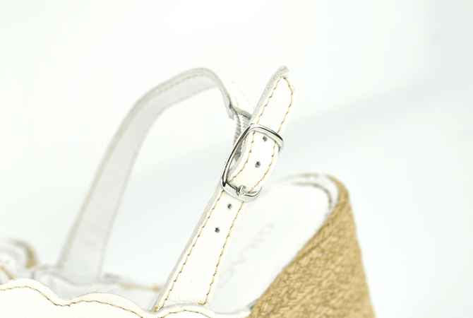 Ladies' white sandals with wedge heel sole