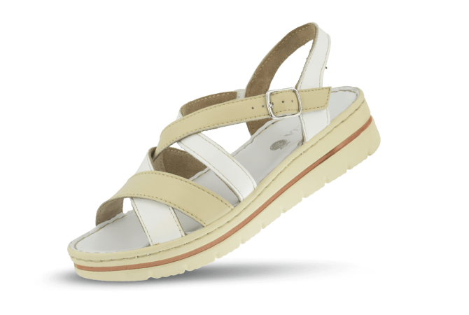 Ladies' sandals in white and beige