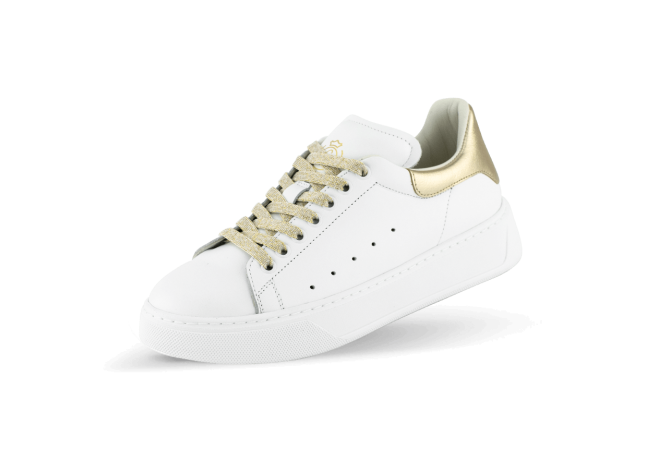 Ladies' sneakers in white and gold