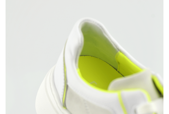 Ladies' sports shoes in white and electric green