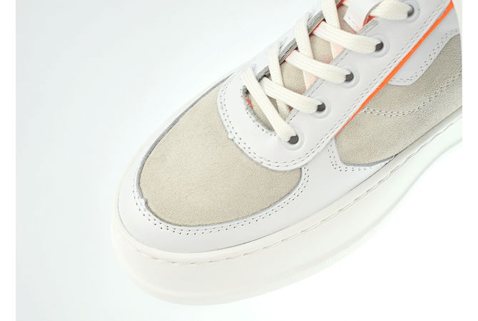 Ladies' sports shoes in white and orange colours