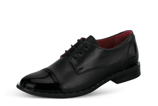 Дамски елегантни обувки в черна напа и черен лак