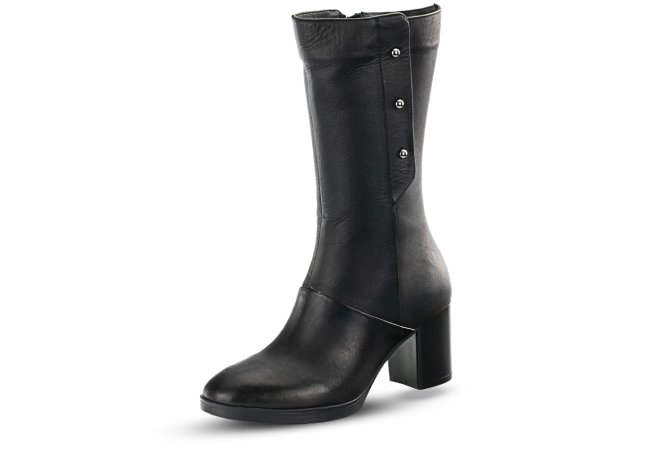 Black ladies' boots with zipper and high heel