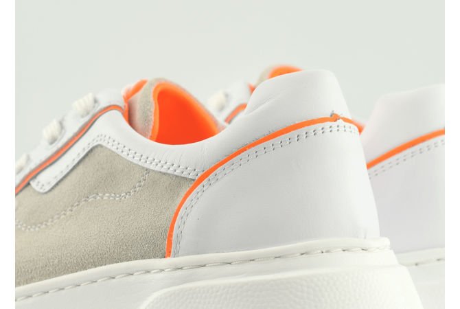 Ladies' sports shoes in white and orange colours