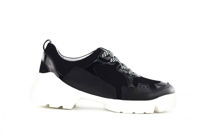 Ladies' sneakers made from black suede