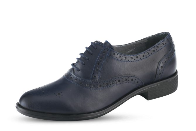 Ladies shoes with perforation in dark blue color