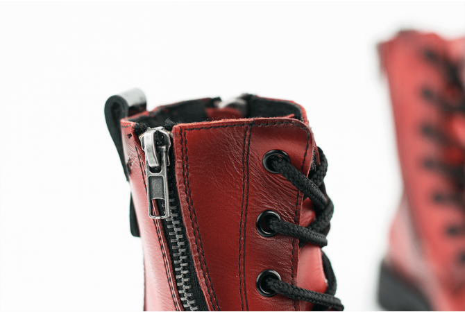 Kids' boots with a zipper and laces in claret