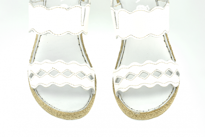 Ladies' white sandals with wedge heel sole