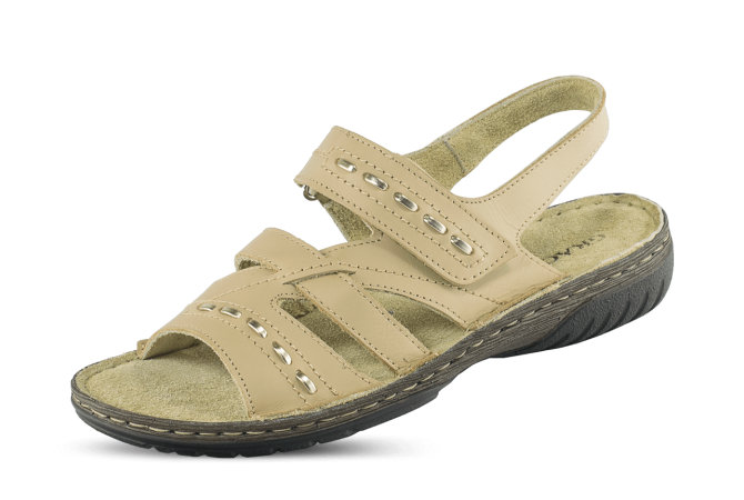 Ladies' flat sandals with elastic and velcro