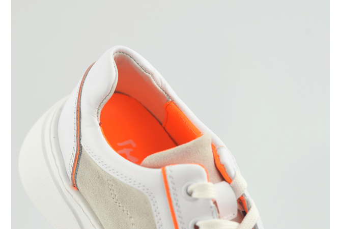 Ladies' sports shoes in white and orange colours