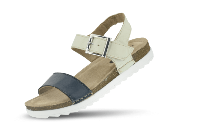 Ladies' sandals in white and blue