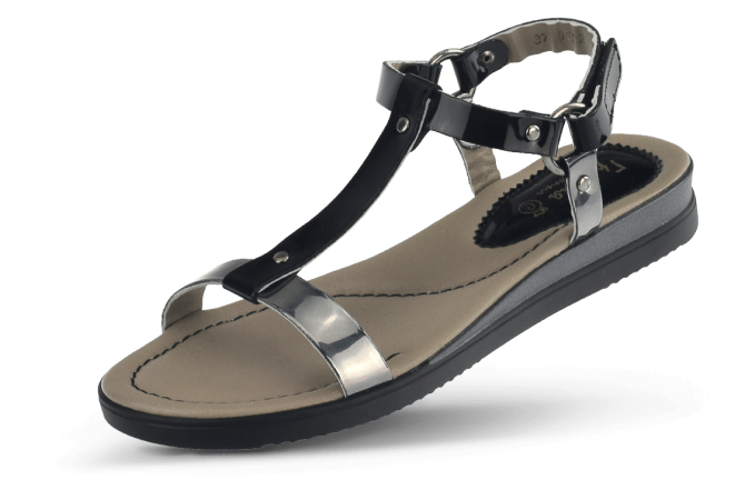 Ladies' sandals in black and silver