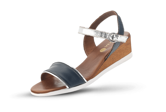 Ladies' sandals in blue and beige