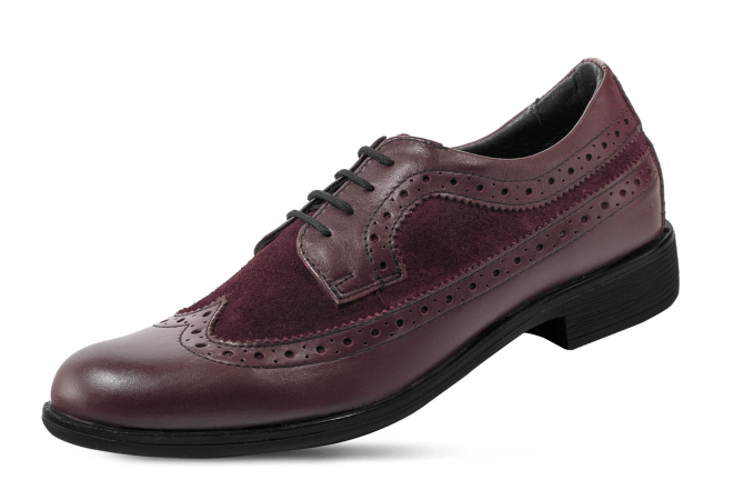 Ladies' shoes from nappa and suede in burgundy color