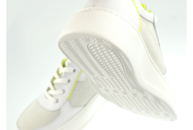 Ladies' sports shoes in white and electric green