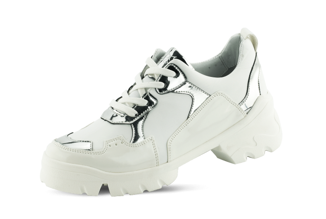 Ladies' sneakers in white and silver