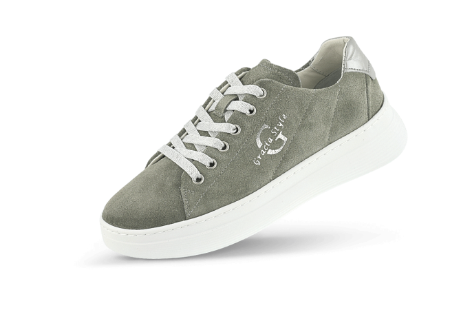 Ladies' sports shoes in gray suede leather